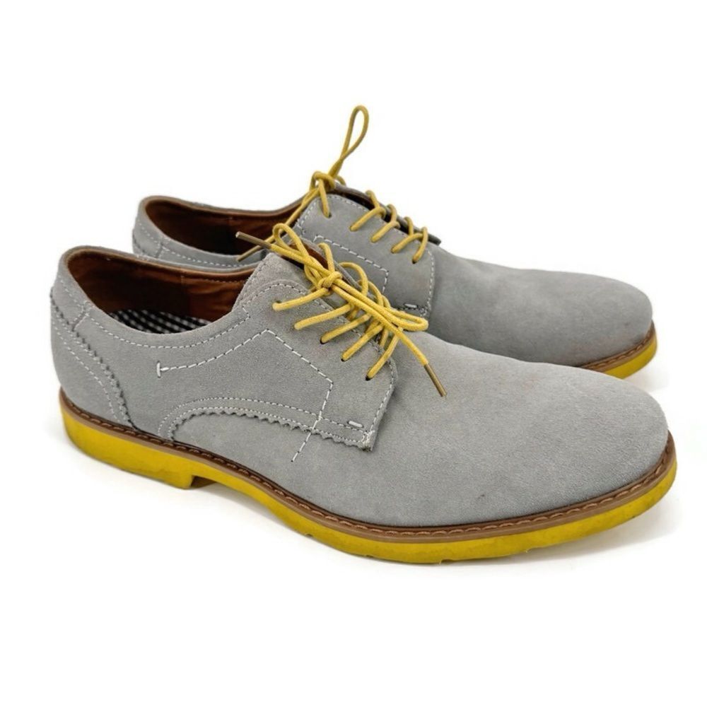 Stafford Suede Oxfords‎ Gray Yellow Size 10.5